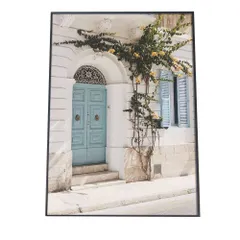 【A0サイズ（約84x119cm）】【fg-poster-81】ヤシの木 海外 風景 アートプリント ポスター インテリア フォト ホワイト ヤシの木 空 海 ナチュラル 自然 北欧 ギリシャ サントリーニ 島 ミコノス 縦