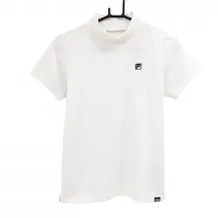 【美品】フィラゴルフ 半袖ハイネックシャツ 白 ロゴ黒 裏微起毛  レディース M ゴルフウェア FILA GOLF