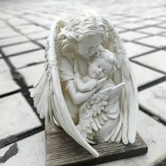 天使の置物 ガーデンオブジェ オブジェ 母 子供 樹脂 お洒落 ヨーロピアン インテリア ガーデンデコ 屋内 屋外 リビング 書斎 ホームデコ 彫刻 ホワイト ガーデニング 雑貨 ガーデン雑貨
