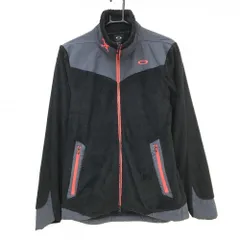 【美品】オークリー ジャケット 黒×蛍光レッド フリース 異素材切替 メンズ L ゴルフウェア Oakley