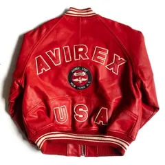 【美品】AVIREX【レザー スタジャン】S アワード ジャケット ワッペン アヴィレックス 25120116