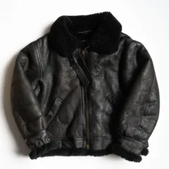 【雰囲気抜群/ビッグサイズ】AVIREX【B-3 ムートンボンバージャケット】42 ブラック フライト レザー ジャケット アヴィレックス 25111262