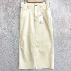 DISCOAT ディスコート 配色 ステッチ ツイル ナロー スカート オフホワイト Fサイズ □〇