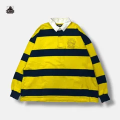 X-LARGE EMBROIDERY CREST RUGBY Stripe SHIRT イエロー×ネイビー Mのサムネイル
