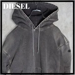 ✨DIESEL ディーゼル ヴィンテージ加工 ロゴ刺繍 スウェット ビンテージ　パーカー フーディ プルオーバー ブラック