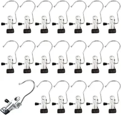 Ailunate モノクリップ 洗濯バサミ 洗濯ピンチ ステンレス 洗濯ばさみ 強力 大 跡 あとがつきにくい ハンガー 20個 (ブラック,  大きめ)
