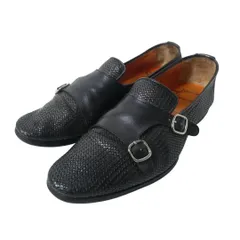 サントーニ SANTONI ビジネスシューズ 革靴 ローファー ダブルモンクストラップ 編み込み レザー ブラック サイズ43 F7 メンズのサムネイル