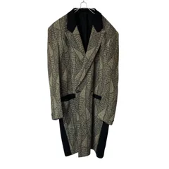 ZM1645【美品】BBCO ビビコ ダブルブレストコート チェスターコート 幾何学柄 グレー サイズ50