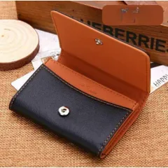 PUレザー二つ折りコインケース（ブラウン）お財布シンプル大容量かっこいい