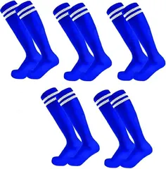 ZERONOWA ラグビーソックス 5足組 サッカー 靴下 ジュニア キッズ 大人 子供 (ブルー,  L)