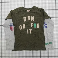 ◇ ⊇ 【デニムダンガリー DENIM DUNGAREE】プレミアムジャージー 長袖Tシャツ DNM GO FOR IT Lサイズ カーキ系 メンズ E  【1508260033855】