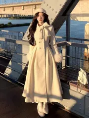 新作秋冬用ロング丈リボンウエストニットコート