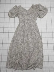 ◇ ⊂ 【グレイル GRL】花柄パフスリーブワンピース Mサイズ ベージュ系 ロング丈 レディース E  【1508260039536】