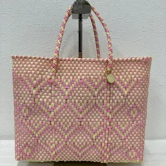 7170　Letra　レトラ　メルカドバッグ　ハンドバッグ　ハンドメイド　ピンク　アイボリー　クリーム色　レディース　編みバッグ　シンプル　きれいめ　カジュアル