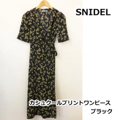 SNIDEL スナイデル カシュクール プリント ワンピース  ブラック Sサイズ 〇□☆