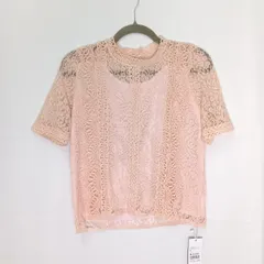 総レース半袖　ブラウス　レース　フリー□〇