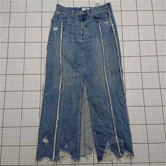 ◇ Θ 【ジェイダ GYDA】デニムロングスカート Mサイズ ダメージ加工 ブルー系 レディース E  【1509190004236】