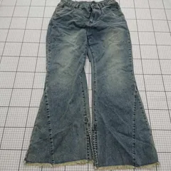 ◇ ⊇ 【ヌイヌル nui nullu】フレアデニムパンツ Lサイズ ユーズド加工 ブルー系 レディース E  【1509190039139】
