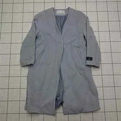 ◇ ⊇ 【ナチュラルビューティーベーシック】ウール混ノーカラーコート ライトグレー系 Mサイズ レディース メンズ E  【1509190048421】