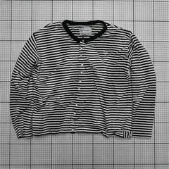 ◇ ⊇ 【キー メモリー KEY MEMORY】123326 ボーダー柄カーディガン 長袖 綿100% 日本サイズF ブラック系 レディース E  【1509190048520】