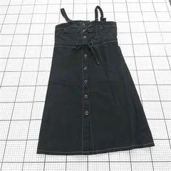 ◇ ⊂ ワンピース オリーブデオリーブ OLIVE des OLIVE 前ボタンキャミワンピース ブラック系 M レディース E  【1510070017758】