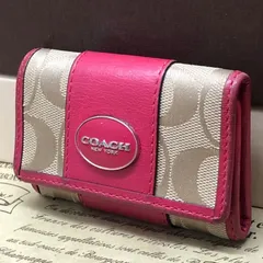 コーチ キーケース キャンパス レザー レッド 4連 PVC FY94