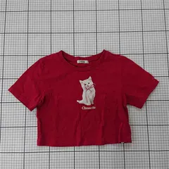 ◇ ⊂ ナイスクラップ NICE CLAUP 猫プリントクロップドTシャツ レッド系 レディース F E  【1510290003128】