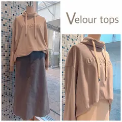 SALE robe ベロアトップス 裏起毛 ハイネック リブ袖 大人カジュアル おすすめ 人気