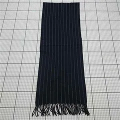 ◇ ⊇ フェアファクス FAIRFAX カシミヤ100% ストライプマフラー ネイビー系 メンズ E  【1511100004151】