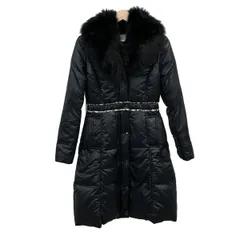 cacharel(キャシャレル) ダウンコート サイズ36 S レディース美品 - ダークネイビー 長袖/フォックス/一部花柄/フリル/ファー着脱可/冬