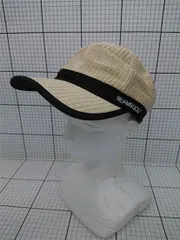 ◇ Θ ビームスゴルフ BEAMS GOLF 麻キャップ ナチュラル×ブラック系 56-58cm メンズ E  【1511100007121】