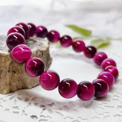 【E16851】10㎜　ピンクタイガーアイ　着色　ブレスレット　天然石　