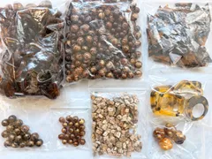 大容量　ブラウン系　ハンドメイド　マーブル　べっ甲　パーツ　ビーズ　アクセサリーパーツ　手芸資材　クラフト素材　ネックレス　ピアス　アクセサリー　詰め合わせセット