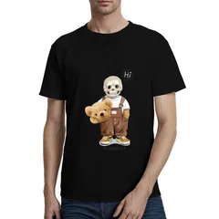 送料無料 100%コットン  スカルクマ  男女兼用  熱転写3Dプリント メンズ　レディース おもしろい 半袖 パロディ　Tシャツ S～2XL