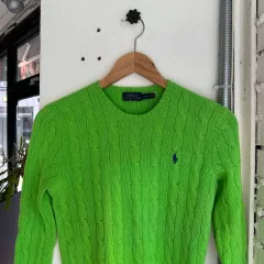 15506 - ポロ ラルフローレン ケーブル ウール ニット (ウール90% カシミア10%)
