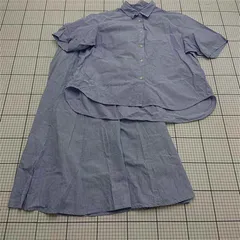 ◇ ⊂ レディース シャツ＆スカート セットアップ ブルー系 ストライプ柄 Mサイズ レディース E  【1511110033110】