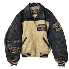 OG13 HARLEY DAVIDSON ハーレーダビットソン ワッペン付 レザー ライダースジャケット イーグルタグ サイズM