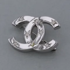 CHANEL シャネル ココマーク ラインストーン ブローチ  06C レディース メタル シルバー 中古