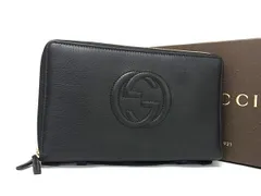 ■新品同様■ GUCCI グッチ 336286 ソーホー インターロッキングG レザー ラウンドファスナー 長財布 小銭入れ ブラック系 FH8752