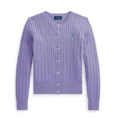 タグ付き新品) ポロ ラルフローレン ケーブルニット ガールズ カーディガン パープル ライトパープル ヒヤシンス