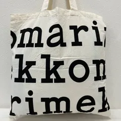 7199　marimekko　マリメッコ　トートバッグ　 ノベルティ　ロゴ　総柄　マリロゴ　 アイボリー系　ブラック　レディース