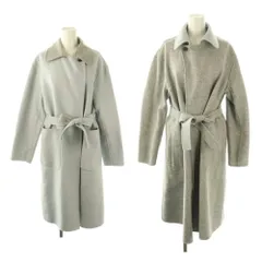 アクアスキュータム AQUASCUTUM ウールリバーコート リバーシブル ロング M グレー ライトブルー /HK ■OS