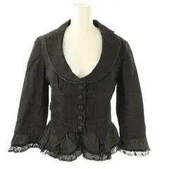 モスキーノジーンズ MOSCHINO JEANS レース デニムジャケット リネン混 I38 ブラック 黒 /CX ■OS