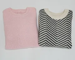 [NI] 【冬物大特価】GRL　グレイル　ニット　トップス　セーター　アウター　レディース　Fサイズ　ピンク　ブラック　モノトーン　脚見せコーデ　2点まとめて