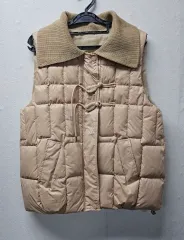 ベージュ キルティング ベスト M