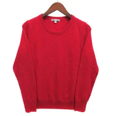 ユニクロ UNIQLO カシミヤ100% クルーネック セーター 長袖 レッド 赤 M 128153