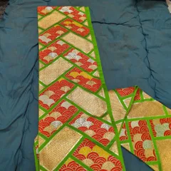 #TG38.雛祭り・季節行事用 金糸・金箔赤金波模様装飾帯約380×26.5cm