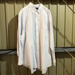 1103 Ralph Lauren 長袖シャツ ホワイト ブルー 34/35 L〜XL ラルフローレン ドレスシャツ ストライプ柄 古着卸 アメリカ仕入