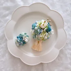 【24時間以内発送】七五三髪飾り　ブルー　青　キッズヘアクリップ  タッセル　お揃い