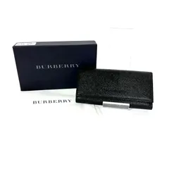 SD3291 新品未使用！ BURBERRY バーバリー レザー ブラック 4連キーケース キーリング ノバチェック 金具シルバー